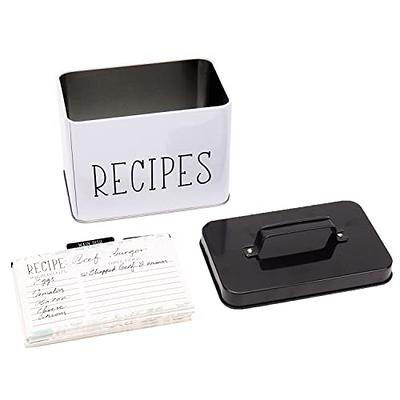  Outshine White Wooden Large Recipe Box with Cards and