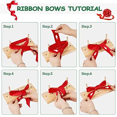 Bow Maker for Ribbon Wreaths, Double Sided Wooden Bow Making Tool for Crafts Hair Bow Makers Decoration for DIY Christmas Holiday Gift, Beige