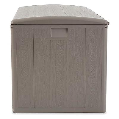 Plastic Development Group 130 Gallon Multipurpose Outdoor Backyard Patio  Storage Deck Box Container with Soft Close Lid, Gray