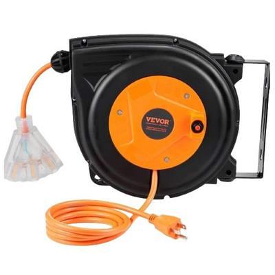 Link2Home 35 ft. 14/3 Extension Cord Storage Reel with 4 Grounded Outlets  and Surge Protector EM-EL-350G - The Home Depot