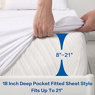 Mattress Protector Waterproof Fitted Sheet Breathable Mattress Cover Deep  Pocket