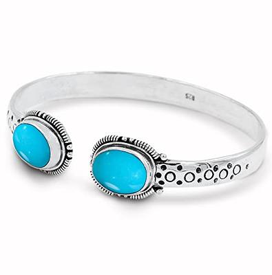 Unisex Arizona 2 Stone Turquoise Bracelet ｜ Turquoise 925