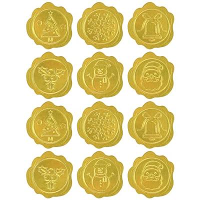 Treela 50 Pieces Gold Wax Seal Stickers Envelope Seals Stickers Antique  Adhesive Decorative Stamp Stickers for New Year Valentine's Day Wedding