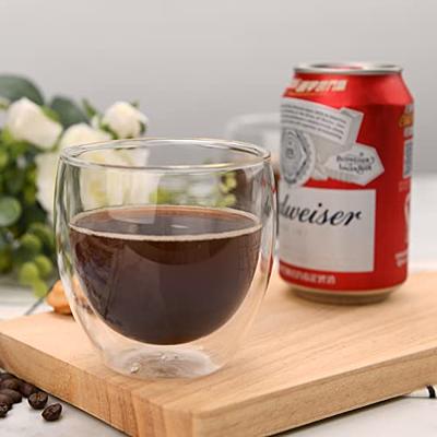 Glass Coffee Mugs Large Wide Mouth Mocha Hot Beverage Mugs Clear Espresso  Cups with Handle,Lead-Free Drinking Glassware,Perfect for