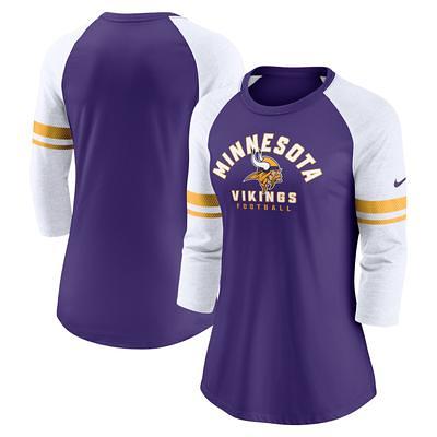 Women's Nike Minnesota Vikings Heathered Black/Heathered Purple Football Pride Slub 3/4 Raglan Sleeve T-Shirt Size: Small