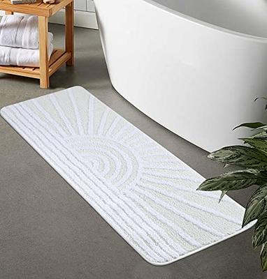 Yamaziot Bath Mat, Bathroom Rug, Non Slip Absorbent Quick Dry Bath Room  Runner Rugs, Extra Soft Microfiber Washable Machine Tub Bathtub Shower  Floor Carpet, Brown & White 