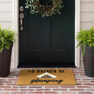 A1 Home Collections A1hc Markham Picture Frame Black/Beige 30 in. x 60 in. Coir and Rubber Flocked Large Outdoor Monogrammed G Door Mat