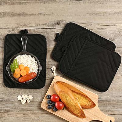 VEIKERY Oven Pot Holder with Pocket Cotton Heat Resistant Coaster Potholder  Kitchen Hot Pad Gray Oven Mitts for Cooking and Baking Square 7x9 (Gray