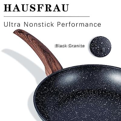 Eslite Life Frying Pan Set Nonstick Skillet Set Induction Compatible with Granite Coating 3 Piece, 8 inch, 9.5 inch and 11 inch, Size: Medium, Black