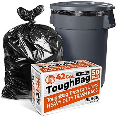 ToughBag 42 Gallon Trash Bags, 3 Mil Contractor Bags, Heavy Duty