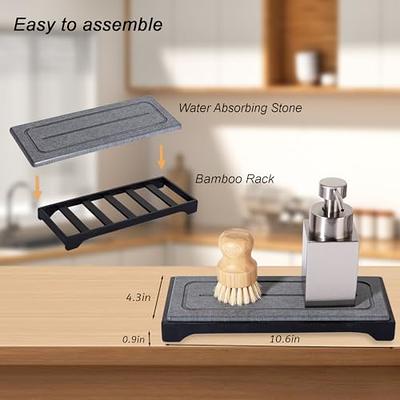 Bathroom Trays for Counter, Bamboo Kitchen Sink Caddy Rectangle