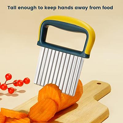 Crinkle Potato Cutter - 2.9 x 11.8 Stainless Steel French Fries Slicer  Handheld Chipper Chopper Potato Carrot Chopping Knife Home Kitchen Wavy  Blade