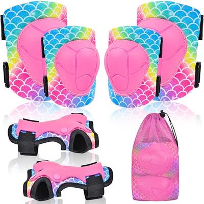 Bienbee Knee Pads for Kids，7pcs Unicorn Kids Knee Pads and Elbow Pads Set  Wrist Guards for Girls Boys Protective Gear Set with Bag for Roller Skating  Inline Skates Skateboard Cycling Rainbow 