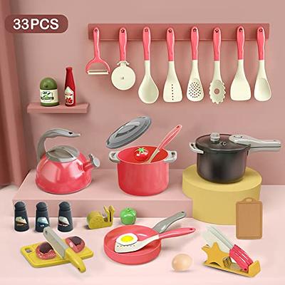  Hohosunlar Kids Pretend Play Kitchen Accessories Set, 38Pcs  Stainless Steel Play Pots and Pans Sets for Kids, Cooking Utensils, Play  Food Pizza Knife Kitchen Playset Toys Gift for Boys Girls Toddlers 