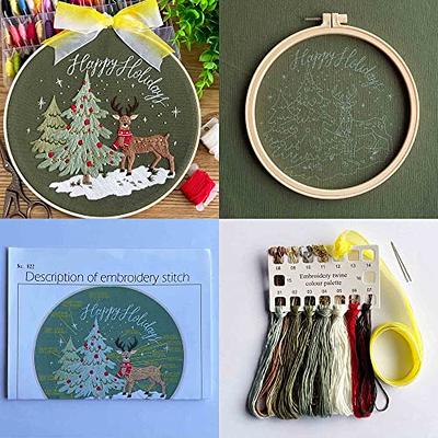  Embroidery Kits for Beginners Adults, Counted Cross Stitch Kit  for Adult Beginners, Needlepoint Kit Flower Embroidery Starter Kit, 3  Embroidery Hoop, Fabric, Supplies (Attached Teaching Video QR Code)