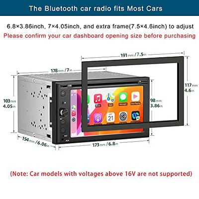 Double Din Car Stereo with CD/DVD Player Apple Carplay & Android Auto, 7  Inch Car Radio with Bluetooth and Backup Camera, Touch Screen, Mirror Link,  Steering Wheel Control, USB/TF/AUX Input, AM/FM 