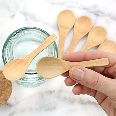 Mini Natural Wooden Spoon Scoop Tea Coffee Condiment Salt Seasoning Sugar  Spoon Ice Cream Tea Leaf