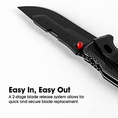 DURATECH 2-Pack Folding Utility Knife, Mini Box Cutter with Safety Axis  Lock, Belt Clip, Quick-change Blade Mechanism, Full Stainless Steel Body  and SK5 Sharp Blade, EDC Pocket Knife Gifts for Men 