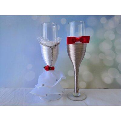 Radiant Rose Gold Etched Wedding Champagne Flute Set