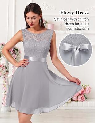 BeryLove Prom Formal Dresses for Women 2024 Wedding Guest Short Bridesmaid  Dress Sleeveless Flowy Homecoming Dresses for Teens Elegant Floral Lace A  Line Cocktail Party Girls Dresses 05 Grey S - Yahoo Shopping