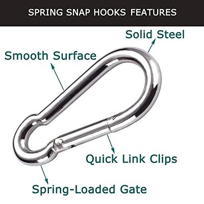 100Pack Spring Snap Hooks Carabiner, M5 3/16 Carabiner Clips Keychain  Small 2 Chain Quick Links Spring Safety Hook Connector for Dog Leash  Backpack