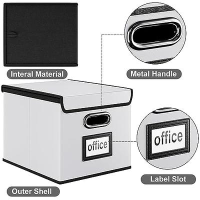  Huolewa Upgrade Portable File Organizer Box with Lid,Large  Linen Hanging Office Document Storage Box with Lid,Collapsible  Filing&Storage Box for Office/Decor/Home-14.9x12.7x10.8in,1pk-without  folders : Office Products