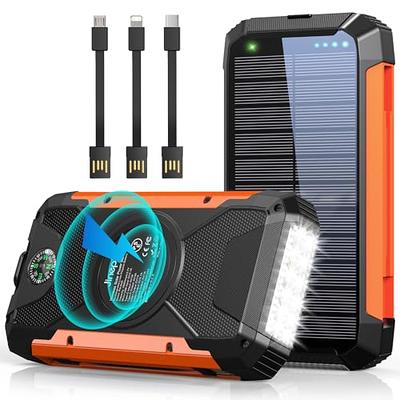  X-DRAGON Solar Power Bank 24000mAh External Battery Pack  Portable Charger,Dual 5V USB Ports Output，Built-in Dual Flashlights,  Compass, Solar Panel Charging for Smartphone, iPhone, and Outdoor Camping :  Cell Phones & Accessories