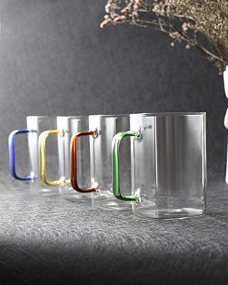 HORLIMER 10 oz Glass Coffee Mugs Set of 6, Clear Coffee Cup with