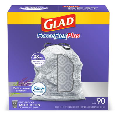 Glad Tall Kitchen ForceFlexPlus 13 Gallon Trash Bag Mediterranean Lavender  (120)