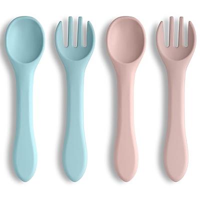 Silicone Baby Spoons First Stage Baby Feeding Spoons Stage 1 and Stage  2-4pcs (Green & Blue)