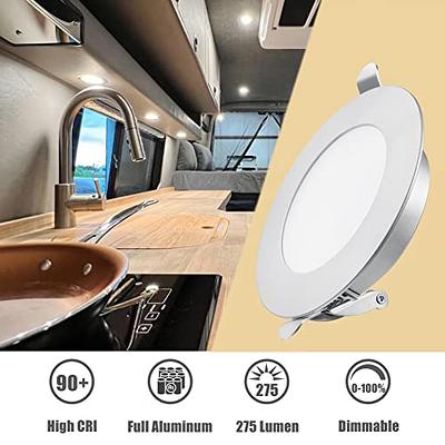12 Volt LED Puck Light, RV Boat Overhead Recessed Mount Ceiling
