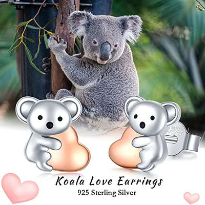 Sterling Silver Cute Koala Rose Gold Heart Pendant Necklace Jewelry Gi