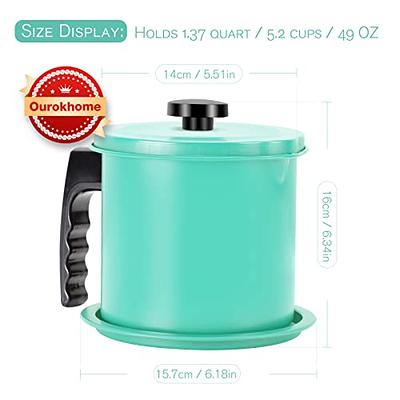 Bacon Grease Container with Strainer, Ourokhome 1.3L / 5.2 Cup Kitchen Used  Cooking Oil Storage Can Grease Keeper with Fine Mesh Strainer and Lid for  Fat, Hot Frying Oil (Aqua) - Yahoo Shopping