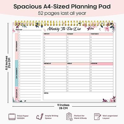 Weekly To Do List Notepad with 52 Undated Sheets（8.5×11）- Weekly Desk  Planner for Women & Man,Work and Home - Whispering Petal - Yahoo Shopping