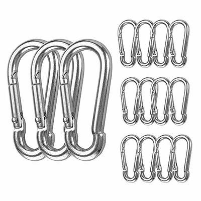 12PCS M4 Carabiner Clip Hook, Heavy Duty Spring Snap, Small Stainless Steel  Ring for Camping Fishing Hiking Traveling Climbing, Quick Link for