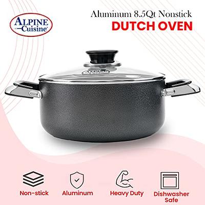 Alpine Cuisine 2 Quart Non-stick Stock Pot with Tempered Glass Lid and  Carrying Handles, Multi-Purpose Cookware Aluminum Dutch Oven for Braising