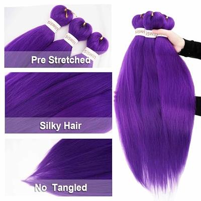 Pre Stretched Braiding Hair Pre Stretched Hair for Braiding Hair Purple  Colors Professional Hair Extensions 3 Pcs Crochet Hair for Women Grape  Purple Yaki Braiding Hair 26 Inches (#Purple) - Yahoo Shopping