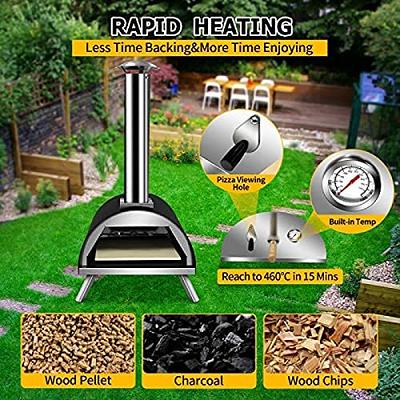 HONEY JOY Portable Wood Fired Outdoor Pizza Oven Stainless Steel Pizza  Grill with Pizza Stone Foldable Legs Thermometer TOPB006831 - The Home Depot