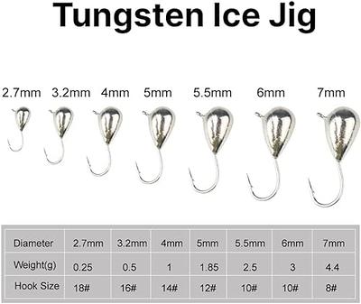 MUUNN 50Pack Unpainted Tungsten Ice Jigs Kits,Tear Drop Tungsten
