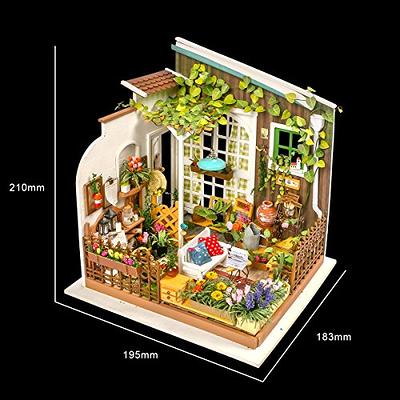 ROBOTIME Book Nook Kit Gardenhouse with LED Lights, DIY Miniature