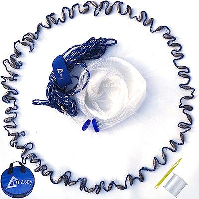 OTOEZ 3/4/5/6/8FT Radius Saltwater Fishing Cast Net Easy Throw Fishing Net  Strong Nylon/Tire Line Mesh Spin Bait Trap with Sinker Aluminum Frisbee