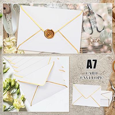 200 Pieces 5 x 7 Envelopes A7 Envelopes with Gold Border V Flap