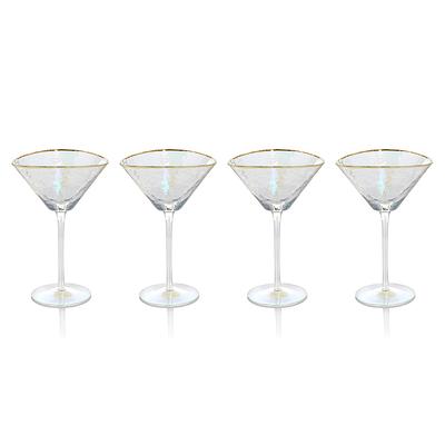 Gold Rim Triangular Wine Glasses, Set of 4