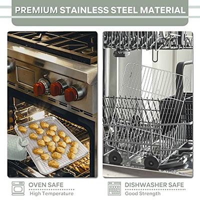 Ovente Oven Roasting Pan 13 x 9.4 Inch Stainless Steel Portable Baking Tray  with Rack and Handle, Silver, CWR23131S