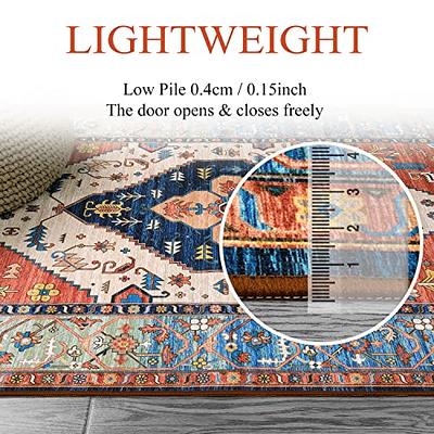 Lahome Boho Indoor Rugs for Entryway - 2x3 Area Rug Washable Small  Lightweight Kitchen Rugs Non-Slip Throw Bathroom Mat, Light Blue Print  Oriental