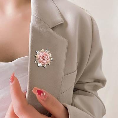 WantteyLUX Pearl Rose Flower Brooch | White Gold Plated | Floral Pin | Wedding Brooch | Delicate Brooch | Unisex Men's Accessory | Anniversary Gift