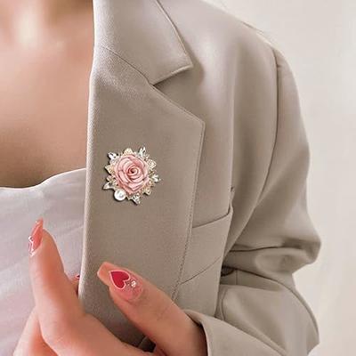 Navjai Rose Flower Multi Colour Fancy Vintage Style Brooches Pin for Women  Men's Formal Solid Flower