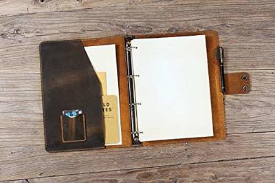 Enyuwlcm PU Leather Padfolio Ring Binder with Clipboard Resume Leather  Portfolio with 20 Clear Plastic Sleeves Black