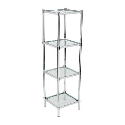 Organize It All Brown 4-Tier Wood Freestanding Bathroom Shelf (27.76-in x  41.14-in x 15-in) in the Bathroom Shelves department at