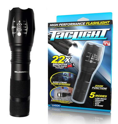 Bell + Howell Taclight High-Powered Tactical Flashlight with 5 Modes & Zoom Function - Red